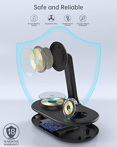 Magnetic Wireless Charging Stand with 20W PD Adapter, TERYTH 3 in 1 Wireless Charging Station Dock for iPhone 14, 13, 12, Pro, Pro Max, Mini, Apple Watch 7/SE/6/5/4/3/2, AirPods Pro/3 (Black)