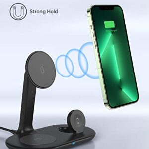 Magnetic Wireless Charging Stand with 20W PD Adapter, TERYTH 3 in 1 Wireless Charging Station Dock for iPhone 14, 13, 12, Pro, Pro Max, Mini, Apple Watch 7/SE/6/5/4/3/2, AirPods Pro/3 (Black)