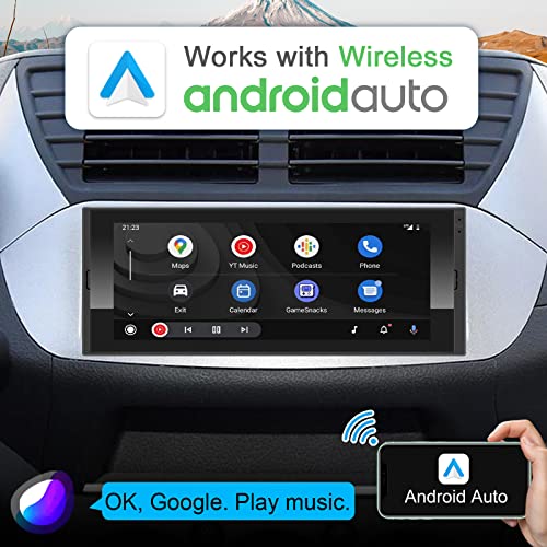 Single Din Touchscreen Car Stereo Wireless CarPlay Wireless Android Auto, 6.9 Inch Android Car Radio Multimedia with GPS Navigation Hands Free Calling WiFi FM SWC USB, Bluetooth Car Audio Receiver