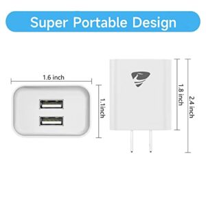 USB Charger Block, 3Pack USB Wall Charger 2.4A Dual USB Wall Charger Fast Charging for iPhone 14/14 Pro/13/13 Pro, Samsung Galaxy, Pixel, LG, Android-White