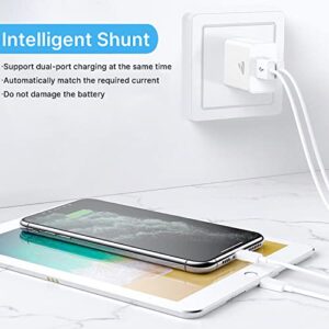 USB Charger Block, 3Pack USB Wall Charger 2.4A Dual USB Wall Charger Fast Charging for iPhone 14/14 Pro/13/13 Pro, Samsung Galaxy, Pixel, LG, Android-White