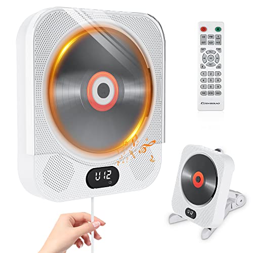 CozySound Portable CD Player Bluetooth for Home, Wall Mountable Desktop Kpop Music Players, Convert CDs to MP3, with Stereo Speakers, Remote, FM Radio, AUX Jack, Support U Disk/TF