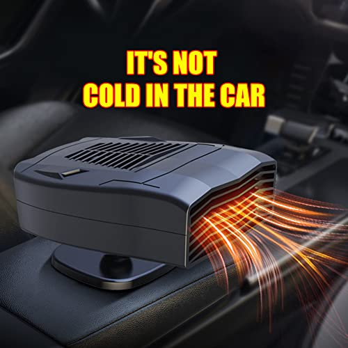 BOHISEN Car Heater Fan,12V Portable Car Heater 2 in 1 Heating Fan Fast Heating Defrost Defogger 360-Degree Rotatable Winter Heating Fan Car Windshield Defogger