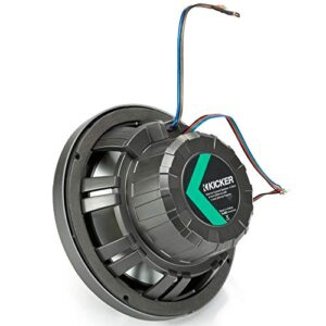 KICKER KM8 8-Inch (200mm) Marine Coaxial Speakers with 1-Inch (25mm) Tweeters, LED, 4-Ohm,Charcoal and White Grilles