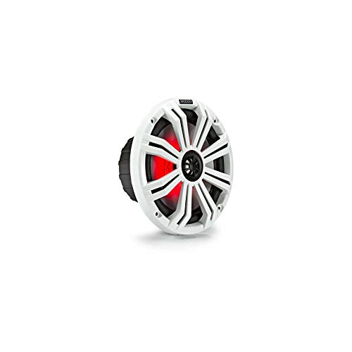 KICKER KM8 8-Inch (200mm) Marine Coaxial Speakers with 1-Inch (25mm) Tweeters, LED, 4-Ohm,Charcoal and White Grilles