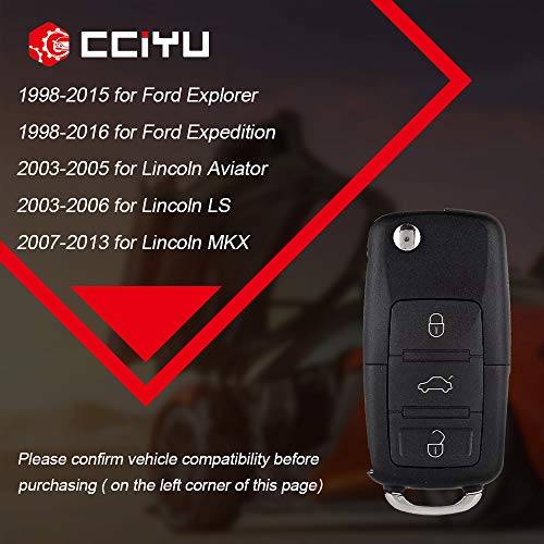cciyu X 1 Flip Key Fob with Key Blade 3 buttons Replacement for 1998-2016 for Ford for Lincoln for Mazda for Mercury Series with FCC CWTWB1U212