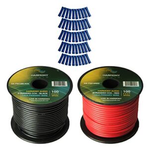 Harmony Audio Primary Single Conductor 14 Gauge Power or Ground Wire - 2 Rolls - 200 Feet - Red & Black for Car Audio/Trailer/Model Train/Remote