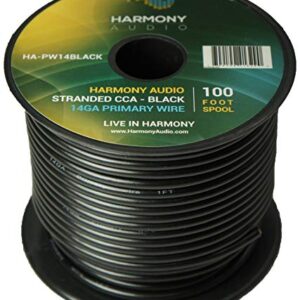 Harmony Audio Primary Single Conductor 14 Gauge Power or Ground Wire - 2 Rolls - 200 Feet - Red & Black for Car Audio/Trailer/Model Train/Remote