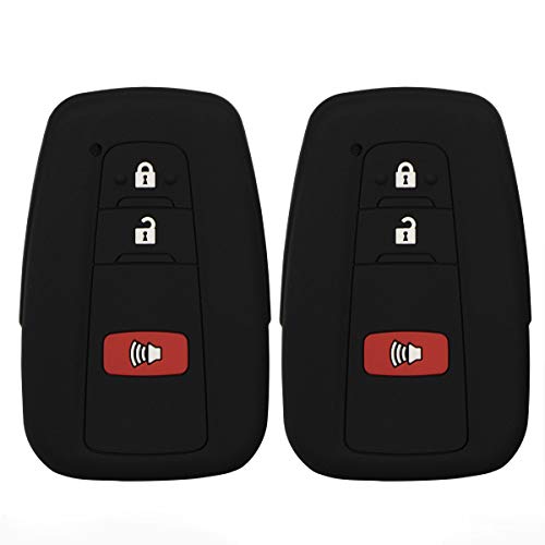 Lcyam Key Fob Cover Case for 2019-2022 Toyota Corolla Hatchback RAV4 XLE Prius 3 Button Smart Key , Black Black