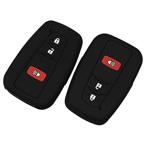 Lcyam Key Fob Cover Case for 2019-2022 Toyota Corolla Hatchback RAV4 XLE Prius 3 Button Smart Key , Black Black