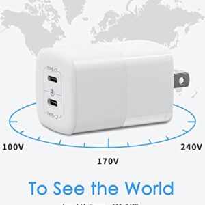 50W USB C Wall Charger, 2-Port GaN III Type C Charger, PPS 48W Fast Charging Block for iPhone 14/14 Plus/14 Pro/14 Pro Max/13/12/11, Galaxy, Pixel, iPad/iPad Mini and Laptops(Cable Not Included)