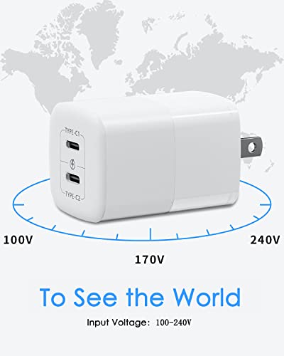 50W USB C Wall Charger, 2-Port GaN III Type C Charger, PPS 48W Fast Charging Block for iPhone 14/14 Plus/14 Pro/14 Pro Max/13/12/11, Galaxy, Pixel, iPad/iPad Mini and Laptops(Cable Not Included)