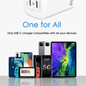 50W USB C Wall Charger, 2-Port GaN III Type C Charger, PPS 48W Fast Charging Block for iPhone 14/14 Plus/14 Pro/14 Pro Max/13/12/11, Galaxy, Pixel, iPad/iPad Mini and Laptops(Cable Not Included)