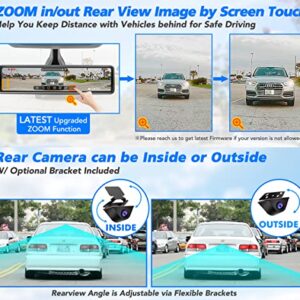 PORMIDO Mirror Dash Cam 12" with Detached Front Camera,Anti Glare Full Touch Split Screen HD 1296P,Car Backup Rear View Mirror Camera Dual Lens with Sony Sensor,Super Night Vision,Parking Assistance