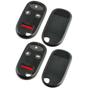 key fob keyless entry remote shell case & pad fits 1998-2002 honda accord / 1999-2003 acura tl kobutah2t, set of 2