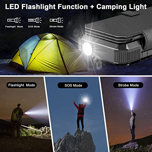 Solar Charger Power Bank with 4 Solar Panels, 26800mAh Portable Solar Charger USB-C PD 18W Fast Charging with Camping Light SOS Flashlight, Compass/Carabiner, Solar Battery Bank for Outdoor