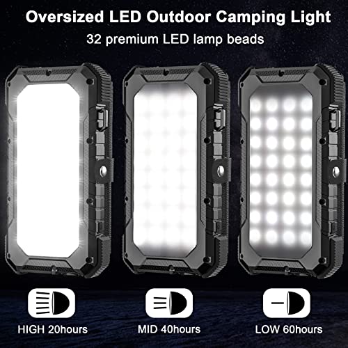 Solar Charger Power Bank with 4 Solar Panels, 26800mAh Portable Solar Charger USB-C PD 18W Fast Charging with Camping Light SOS Flashlight, Compass/Carabiner, Solar Battery Bank for Outdoor