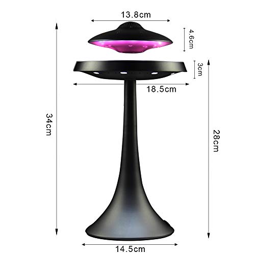 Levitating Floating Speaker, Magnetic UFO Bluetooth Speaker V4.0 , LED Lamp Bluetooth Speaker with 5W Stereo Sound , Wireless Charge, 360 Degree Rotation , for Home /Office Decor ,Unique Gifts(Black)