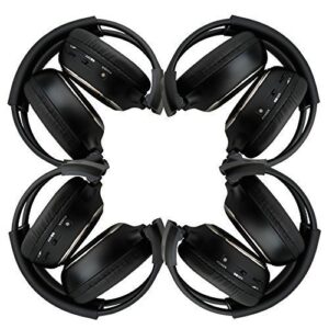 4 pack of two channel folding universal rear entertainment system infrared headphones wireless ir dvd player head phones for in car tv video audio listening
