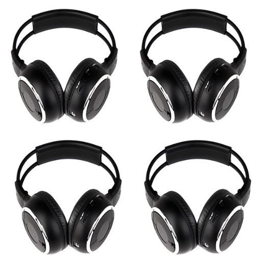 4 Pack of Two Channel Folding Universal Rear Entertainment System Infrared Headphones Wireless IR DVD Player Head Phones for in Car TV Video Audio Listening