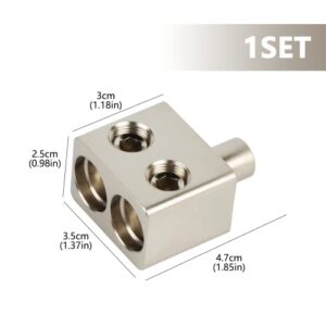 Koauto 1 Pair ​Dual Inputs 1/0 Gauge to 1/0 Gauge Car Audio Amp Input Reducers Left & Right, Brass with Chrome Finish