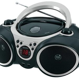 Jensen CD-490 Portable Sport Stereo CD Player with AM/FM Radio and Aux Line-in & Headphone Jack (Silver)