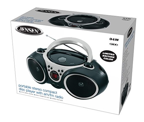 Jensen CD-490 Portable Sport Stereo CD Player with AM/FM Radio and Aux Line-in & Headphone Jack (Silver)