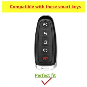 QIXIUBIA for Ford Key Fob Cover Keyless Remote Smart Key Fob Shell with Keychain Fit for Ford C-Max Edge Escape Expedition Explorer Flex Focus Taurus Lincoln MKS MKT MKX Navigator (Black)