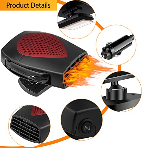 Portable Car Heater Fan,12V 150W Car Fast Heating Defrost Defogger Space Automobile Windscreen Fan Heater Cooling Fan Plug in Cigarette Lighter