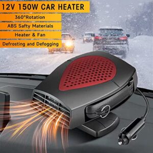 Portable Car Heater Fan,12V 150W Car Fast Heating Defrost Defogger Space Automobile Windscreen Fan Heater Cooling Fan Plug in Cigarette Lighter