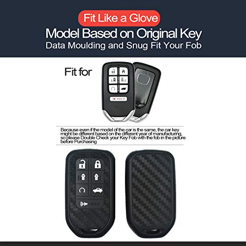 INFIPAR 2pcs Compatible with Honda Odyssey 7 Buttons Smart Carbon Fiber Looks Rubber Silicone Case Cover Protector Keyless Remote Jacket for 2018 2019 Honda Odyssey Elite EXL EX EX-L LX Touring