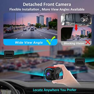 URVOLAX OEM 12" Mirror Dash Cam Voice Control,Car Backup Rear View Mirror Camera with Detached Front Lens,1296P Full HD Digital Rearview Dual Split Screen,Night Vision,Parking Assist,GPS