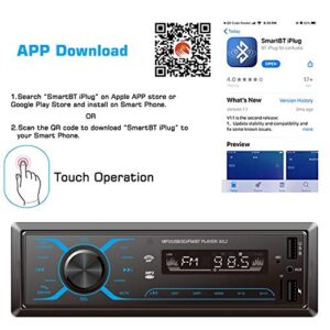 SEMAITU Smart Car Audio Systems, Single Din Multimedia Car Stereo, USB SD Support Mobile APP Control Bluetooth MP3 Hands-Free Calling, FM Radio Receiver for Car & Truck