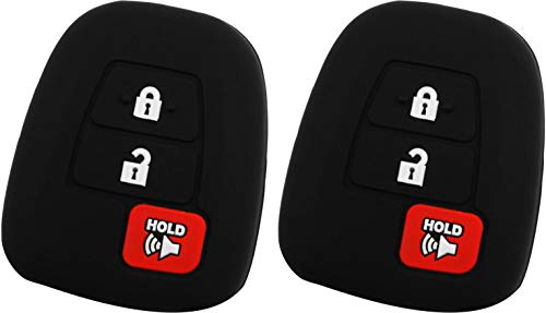 KeyGuardz Keyless Remote Car Key Fob Outer Shell Cover Soft Rubber Case for Toyota Scion iQ tC xB xD Rav4 Tacoma Yaris (Pack of 2)