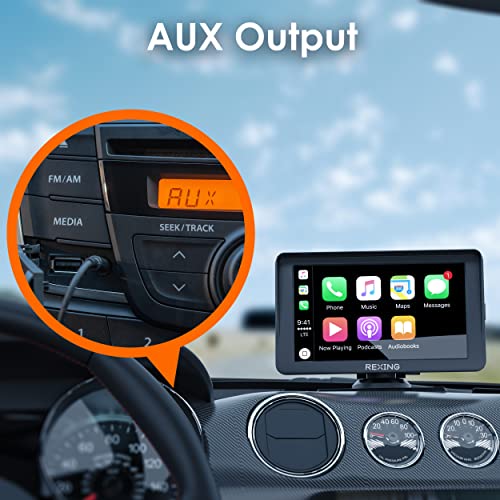 RexingUSA W1 Multimedia Receiver - 7” HD Touch Screen Wireless Carplay Android Auto, Bluetooth, WiFi, Auto Connect, Backup Camera, FM Transmitter, Portable Car Stereo