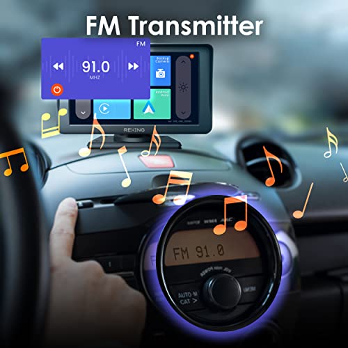 RexingUSA W1 Multimedia Receiver - 7” HD Touch Screen Wireless Carplay Android Auto, Bluetooth, WiFi, Auto Connect, Backup Camera, FM Transmitter, Portable Car Stereo