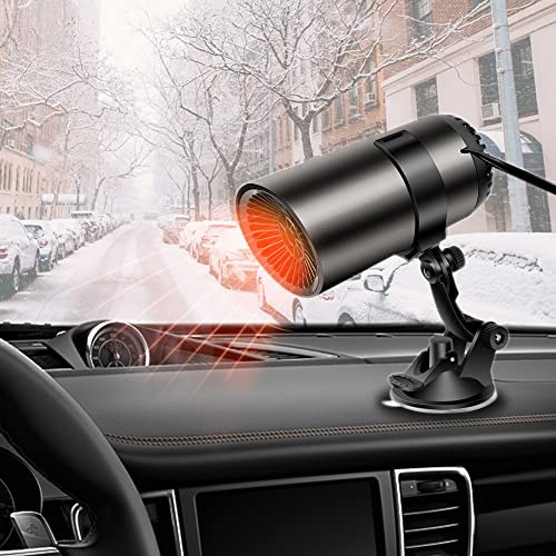 Car Heater,2 in 1 Fast Heating & Cooling Function Car Fans,12V 150W Portable Car Heater Defroster,Plug in Automobile Windshield Defogger and Defroster with Suction Holder for Most Cars