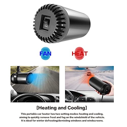 Car Heater,2 in 1 Fast Heating & Cooling Function Car Fans,12V 150W Portable Car Heater Defroster,Plug in Automobile Windshield Defogger and Defroster with Suction Holder for Most Cars