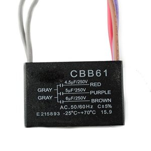 Podoy 5 Wire Ceiling Fan Capacitor for Compatible with BM CBB61 250VAC 4.5uf+5uf+6uf 50/60Hz