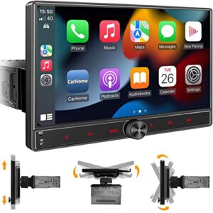 trumsey adjustable and detachable 10.5″ hd ips large screen single din car stereo, carplay, android auto, bluetooth audio, steering wheel, subw, mirror link, fm/am car radio, rear camera, usb/sd/aux