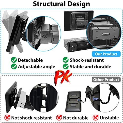 Trumsey Adjustable and Detachable 10.5" HD IPS Large Screen Single Din Car Stereo, CarPlay, Android Auto, Bluetooth Audio, Steering Wheel, Subw, Mirror Link, FM/AM Car Radio, Rear Camera, USB/SD/AUX