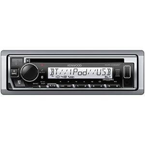 kenwood kmr-d382bt car & marine stereo – single din, bluetooth audio, cd usb mp3, aux in, am fm radio siriusxm ready, weatherproof, multi color illumination
