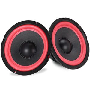 facmogu 2pcs 8in full range audio speakers, rms 50w peak 120w, 4 ohm car vehicle audio full range drivers, wide range diy loudspeaker woofer replacement – red