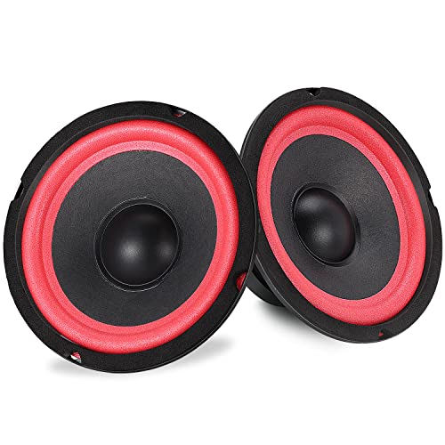 Facmogu 2PCS 8in Full Range Audio Speakers, RMS 50W Peak 120W, 4 Ohm Car Vehicle Audio Full Range Drivers, Wide Range DIY Loudspeaker Woofer Replacement - Red