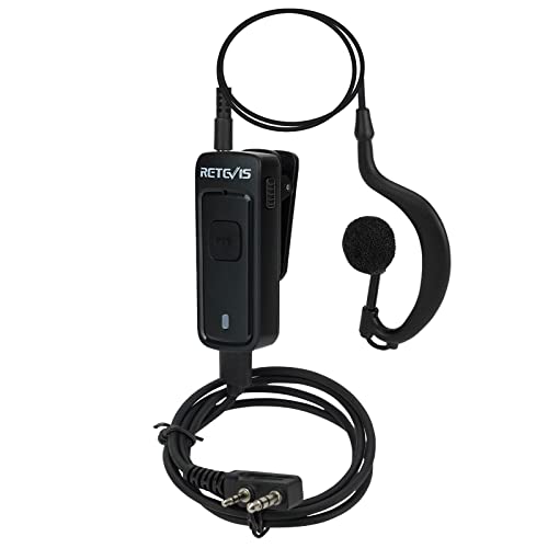 Retevis AI Active Noise Reduction Walkie Talkie Earpiece with Mic,Double PTT,Compatible RT22 RT21 RT68 RB85 NR10 Two Way Radio,Rechargeable C-Type 2 Way Radio Earhook Headset(1 Pack)