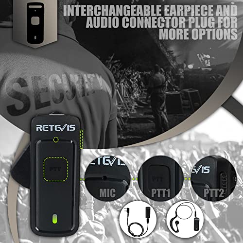 Retevis AI Active Noise Reduction Walkie Talkie Earpiece with Mic,Double PTT,Compatible RT22 RT21 RT68 RB85 NR10 Two Way Radio,Rechargeable C-Type 2 Way Radio Earhook Headset(1 Pack)