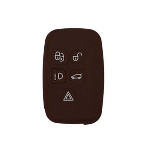segaden silicone cover protector case holder skin jacket compatible with land rover lr4 range rover 5 button smart remote key fob cv4982 brown