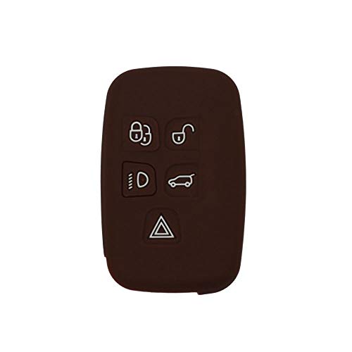 SEGADEN Silicone Cover Protector Case Holder Skin Jacket Compatible with LAND ROVER LR4 Range Rover 5 Button Smart Remote Key Fob CV4982 Brown