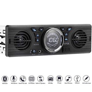 polarlander universal 1 din 12v in-dash car radio audio player built-in 2 speaker stereo fm support bluetooth with usb/tf card port