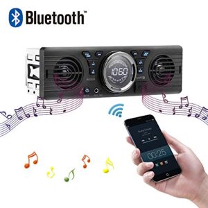 PolarLander Universal 1 Din 12V in-Dash Car Radio Audio Player Built-in 2 Speaker Stereo FM Support Bluetooth with USB/TF Card Port